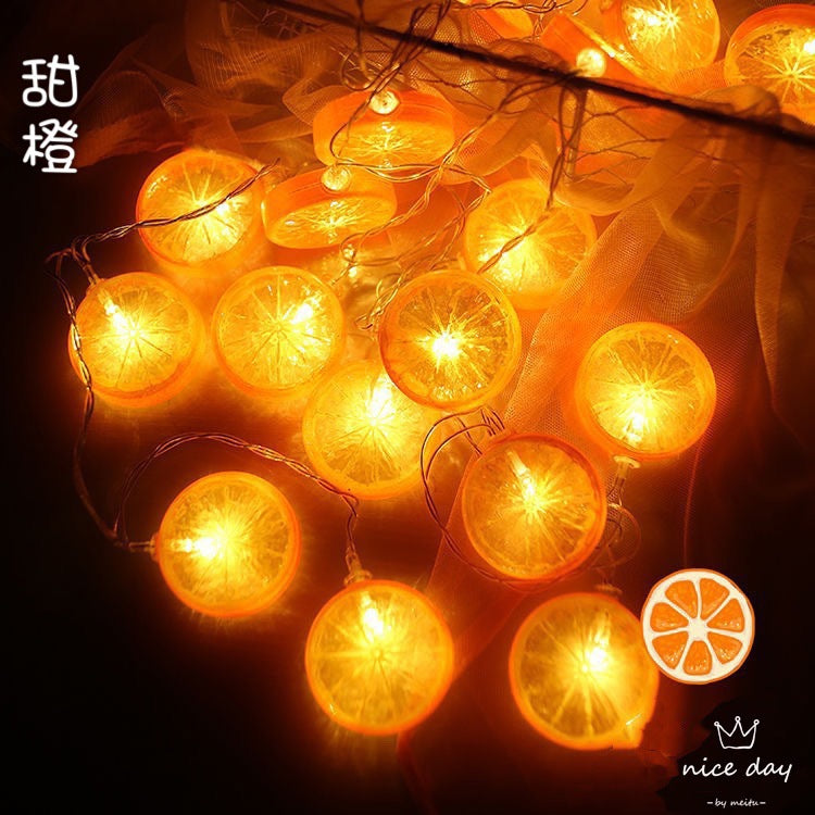 LED lemon slices color flashing orange ins girl style room decoration small fruit lights decoration manufacturer