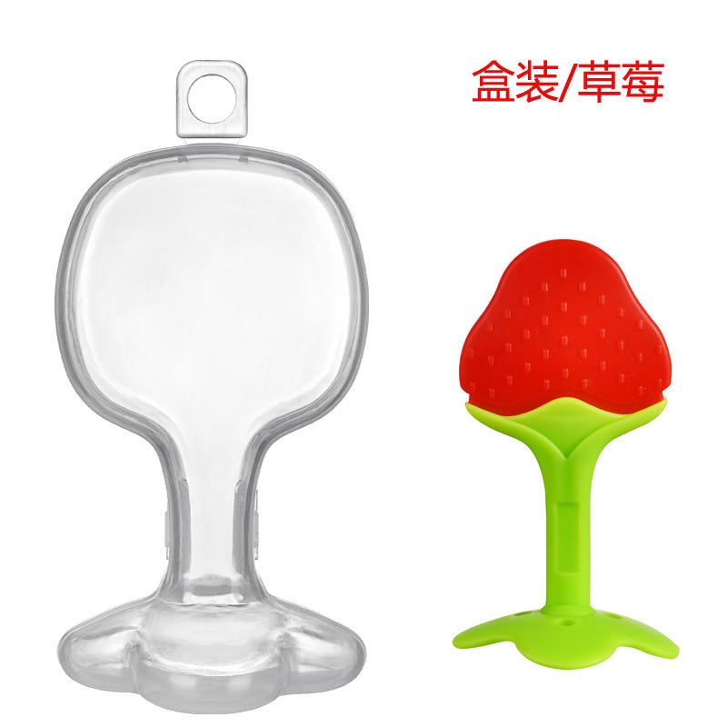 Handsome boy silicone baby toothpaste fruit modeling toothpaste newborn molar stick anti-eating hand and tooth tape box wholesale