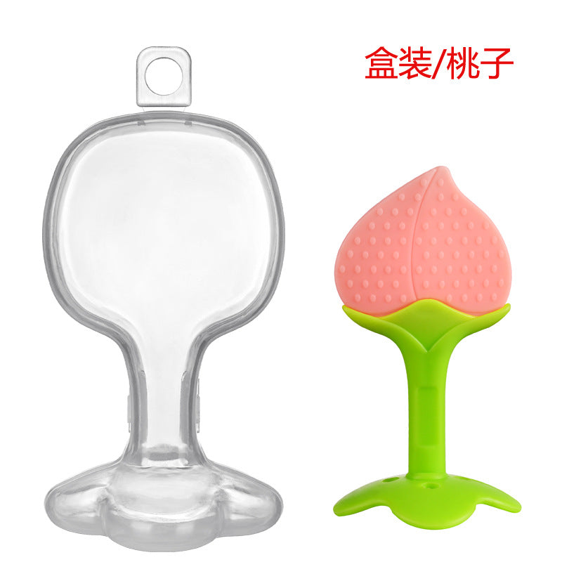 Handsome boy silicone baby toothpaste fruit modeling toothpaste newborn molar stick anti-eating hand and tooth tape box wholesale