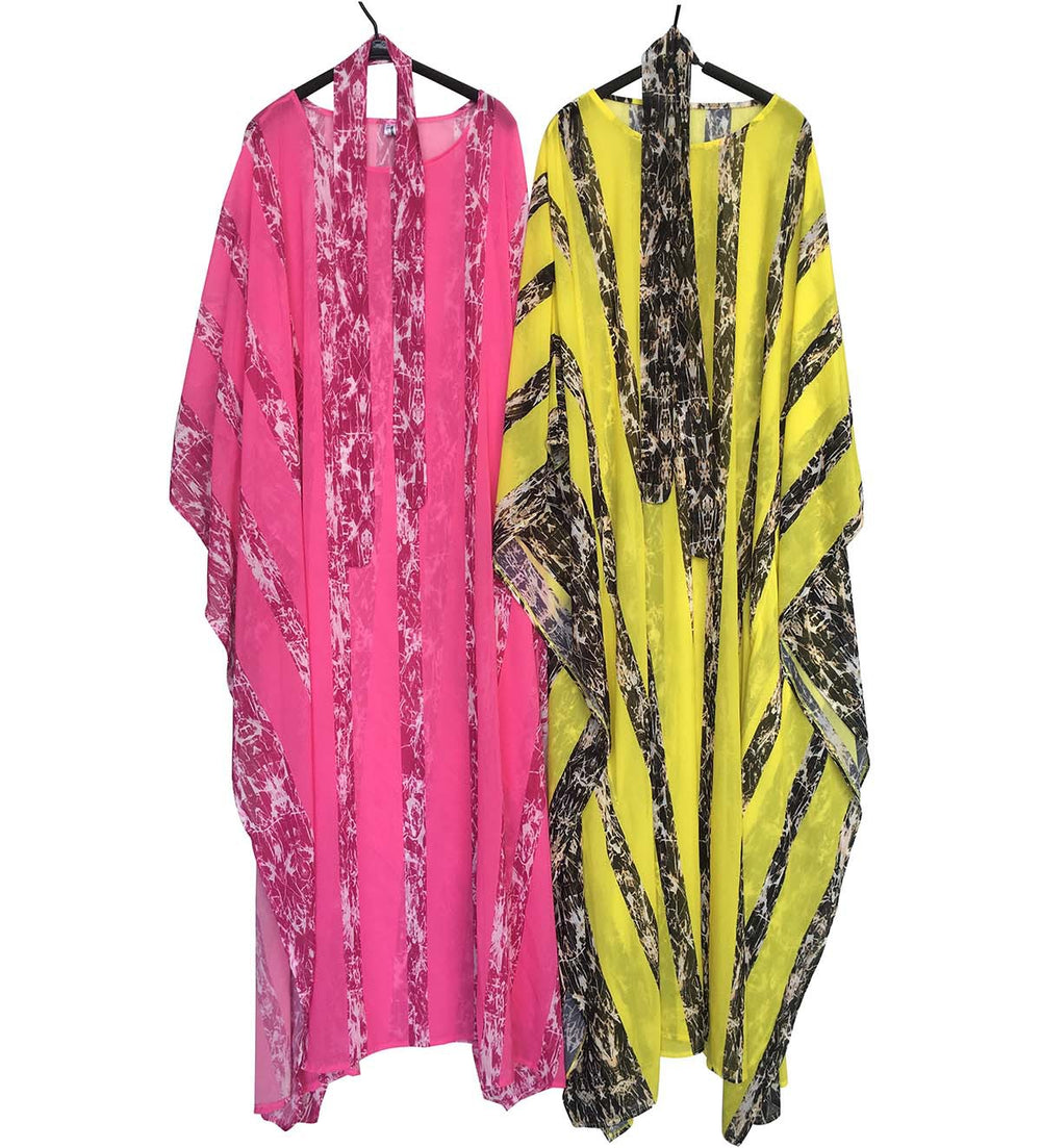 supply: chiffon loose fit crew neck batwing sleeve belted digital print comfortable cool cover-up dress