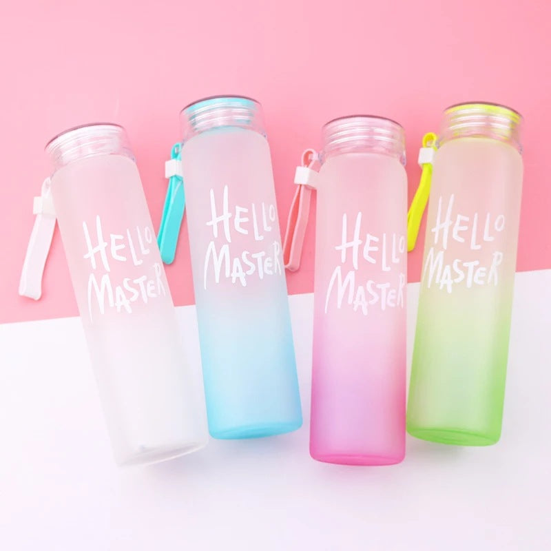 Custom frosted glass tumbler - gradient rainbow, portable water bottle, travel mug, gift cup with custom logo printing