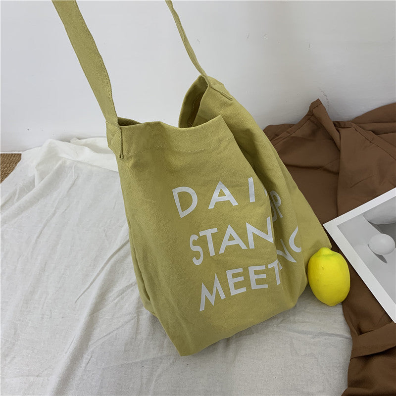 Bag Women's Bag New Korean Version Crossbody Shoulder Bag Canvas Bag Women's Japanese Harajuku Alphabet Large Capacity Canvas Bag Women's