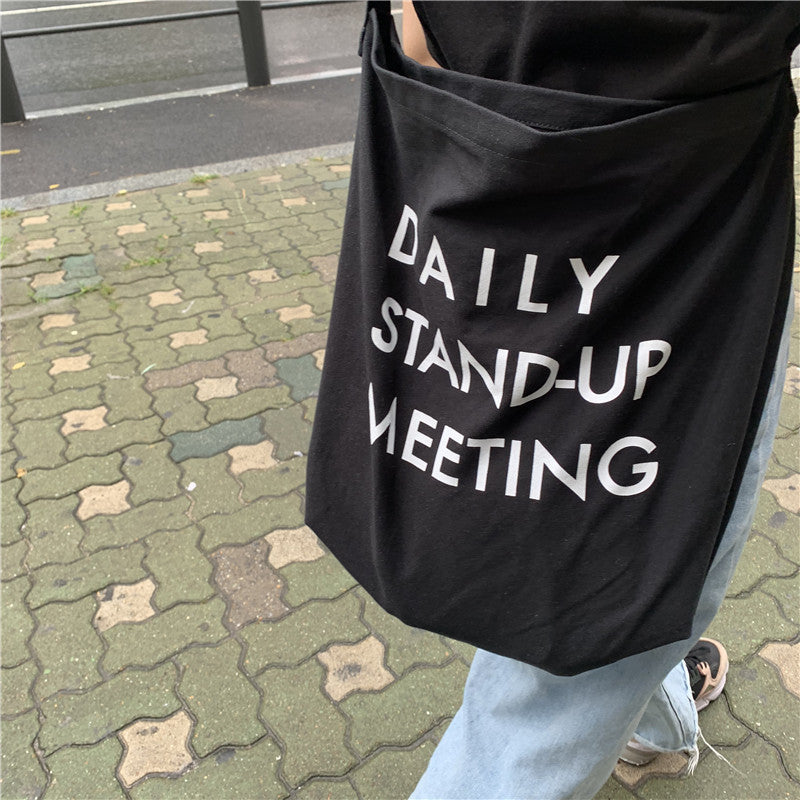Bag Women's Bag New Korean Version Crossbody Shoulder Bag Canvas Bag Women's Japanese Harajuku Alphabet Large Capacity Canvas Bag Women's