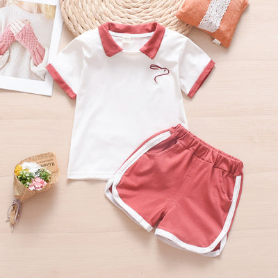 Children's clothing  summer new arrivals: fashionable short-sleeve + shorts sets for boys and girls. kids' school uniforms. direct from the manufacturer