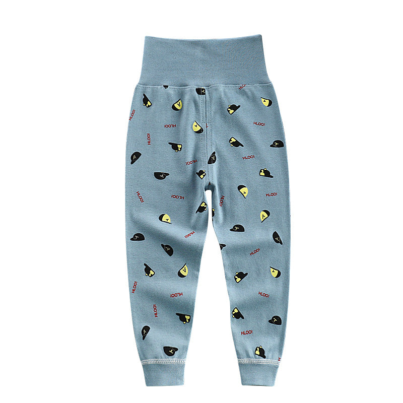 Spring & fallkids pants pure cotton baby high waist belly protection pants boys and girls bottom pants infant sleeping pants can be opened