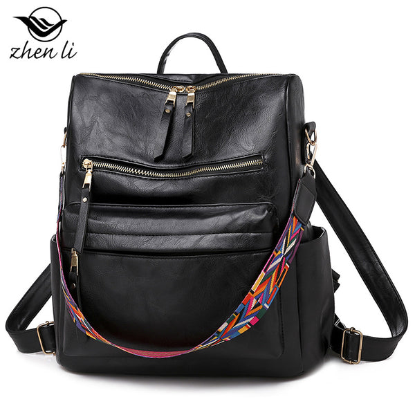 Zhenli  backpack large-capacity backpack women, European and American retro women's backpack, backpack