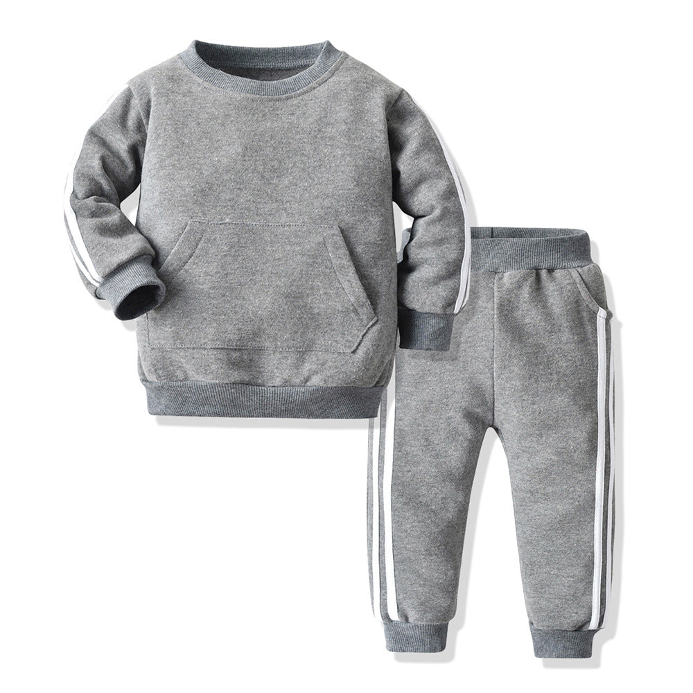 Wholesale autumn new arrivals: baby crewneck pullover sweatshirt multi-color activewear set - sportswear for export