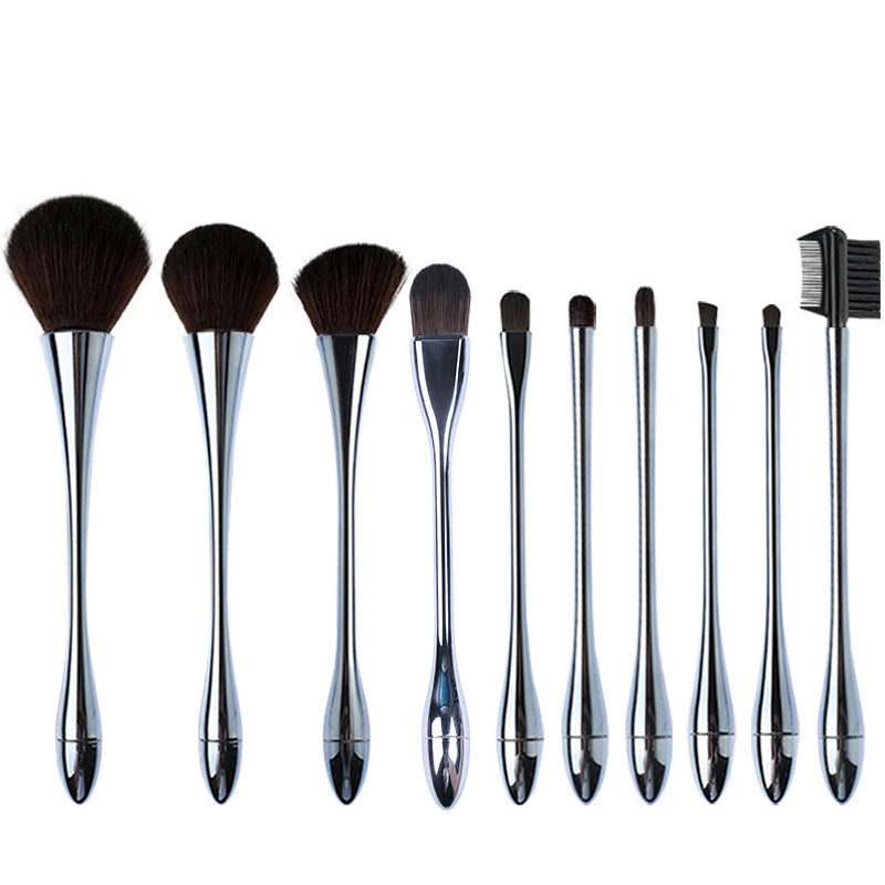 Sujilian 10-piece makeup brush set, golden small waist makeup brush, complete set of beauty tools, suitable for novices, makeup brush