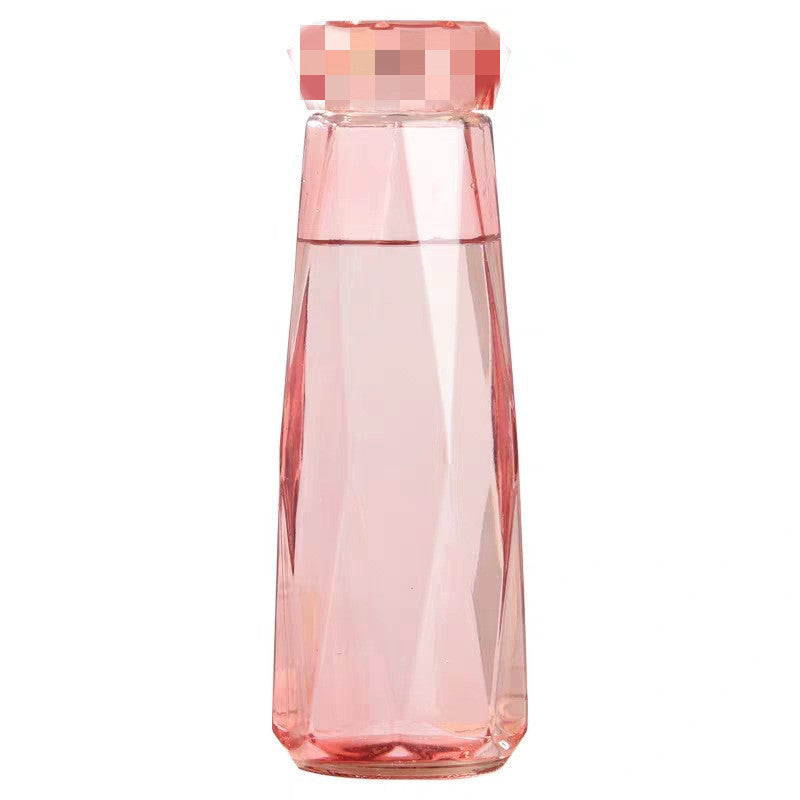 Crystal diamond cup glass with lid - trendy, high-value, creative rhombus gift cup - portable tumbler