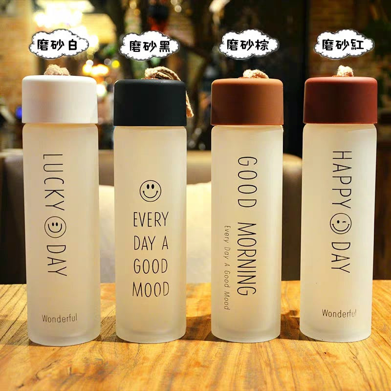 Creative smiley face mood water bottle - portable sports tumbler - frosted glass cup - gift cup - custom logo printing - promotional cup