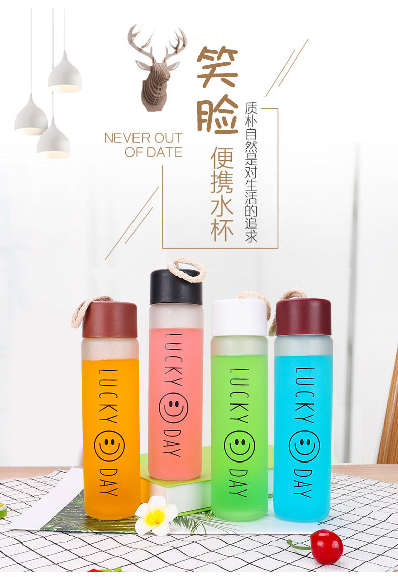 Creative smiley face mood water bottle - portable sports tumbler - frosted glass cup - gift cup - custom logo printing - promotional cup