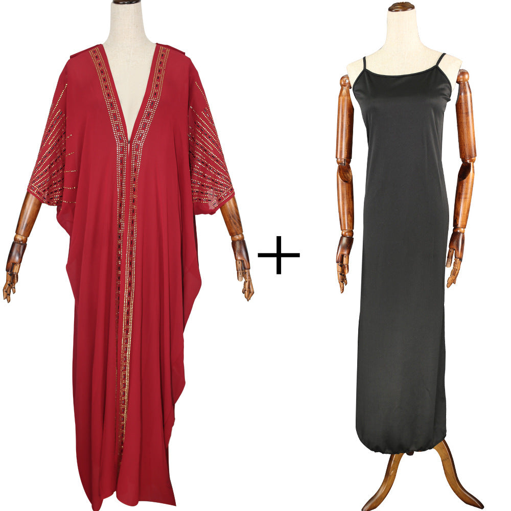 supply   african clothing women's dress hot diamond hooded chiffon fir