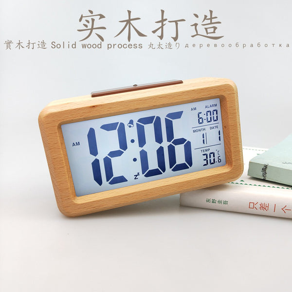 [Solid Wood] 1902  Hot Sale Product Electronic Clock Wooden Alarm Clock Solid Wood Making Smart Clock
