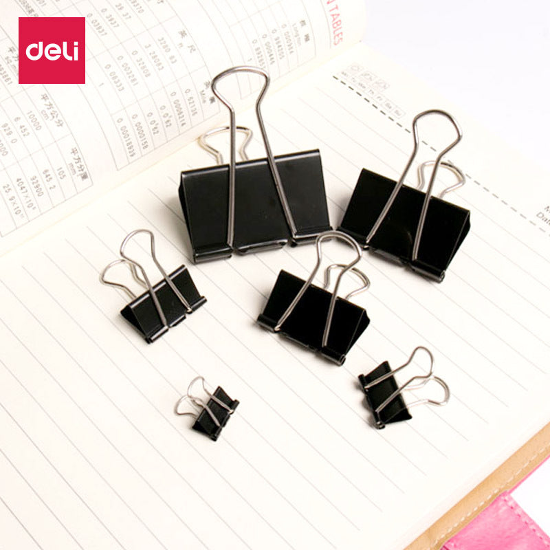 Deli Black Long Tail Clip Large Swallow Tail Clip Medium Financial Bill Clip Small Iron Clip Butterfly Clip Phoenix Tail Clip