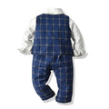 Export spring and summer children's clothing kids performance dress vest plaid suit long sleeves shirt suit boys first birthday dress