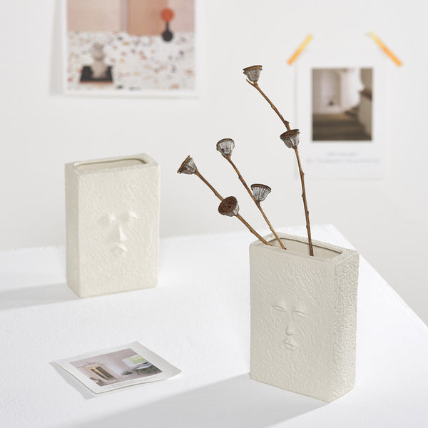 ins Nordic modern creative face mask ceramic vase ornament living room flower arrangement ornament home decoration