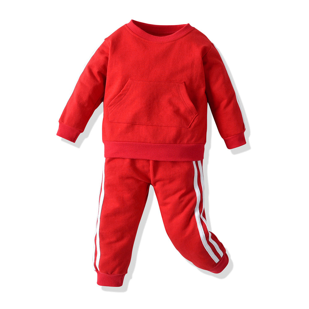 Wholesale spring new arrival boys' crewneck sweatshirt casual outfit big pocket sports two-piece set - sportswear
