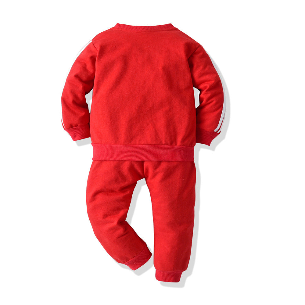 Wholesale spring new arrival boys' crewneck sweatshirt casual outfit big pocket sports two-piece set - sportswear
