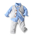 New korean style boys' spring/autumn vest, shirt, and pants three-piece set - perfect for birthdays, first birthdays, and performance outfits