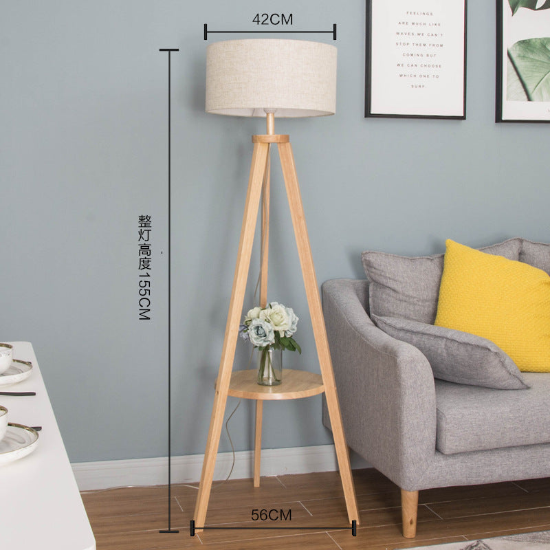 [Manufacturer's hair] Nordic wood art bedroom study creative floor lamp living room simple LED shelf lighting