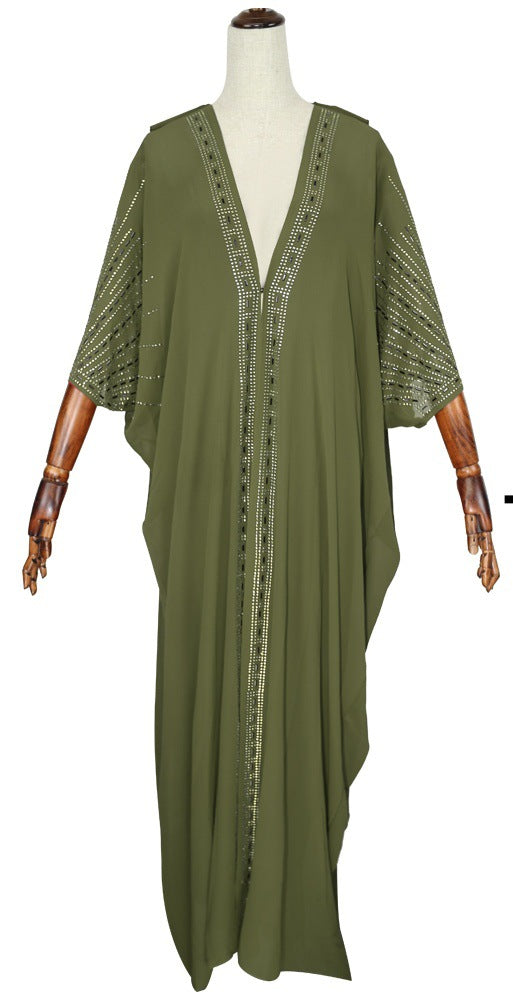 supply   african clothing women's dress hot diamond hooded chiffon fir