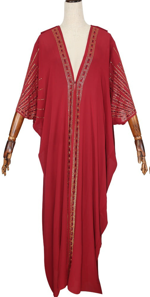 supply   african clothing women's dress hot diamond hooded chiffon fir