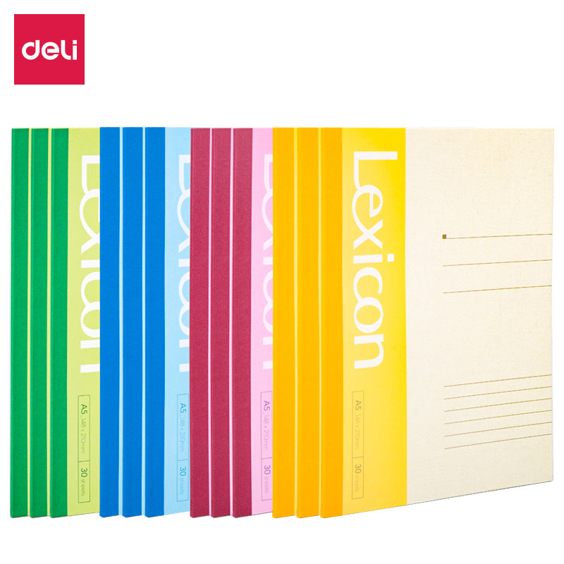 Deli 7650 soft copy A5 wireless binding book student notepad soft copy notebook 30 pages book wholesale