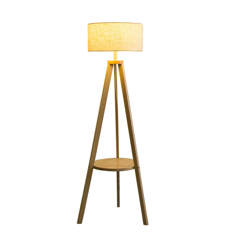 [Manufacturer's hair] Nordic wood art bedroom study creative floor lamp living room simple LED shelf lighting