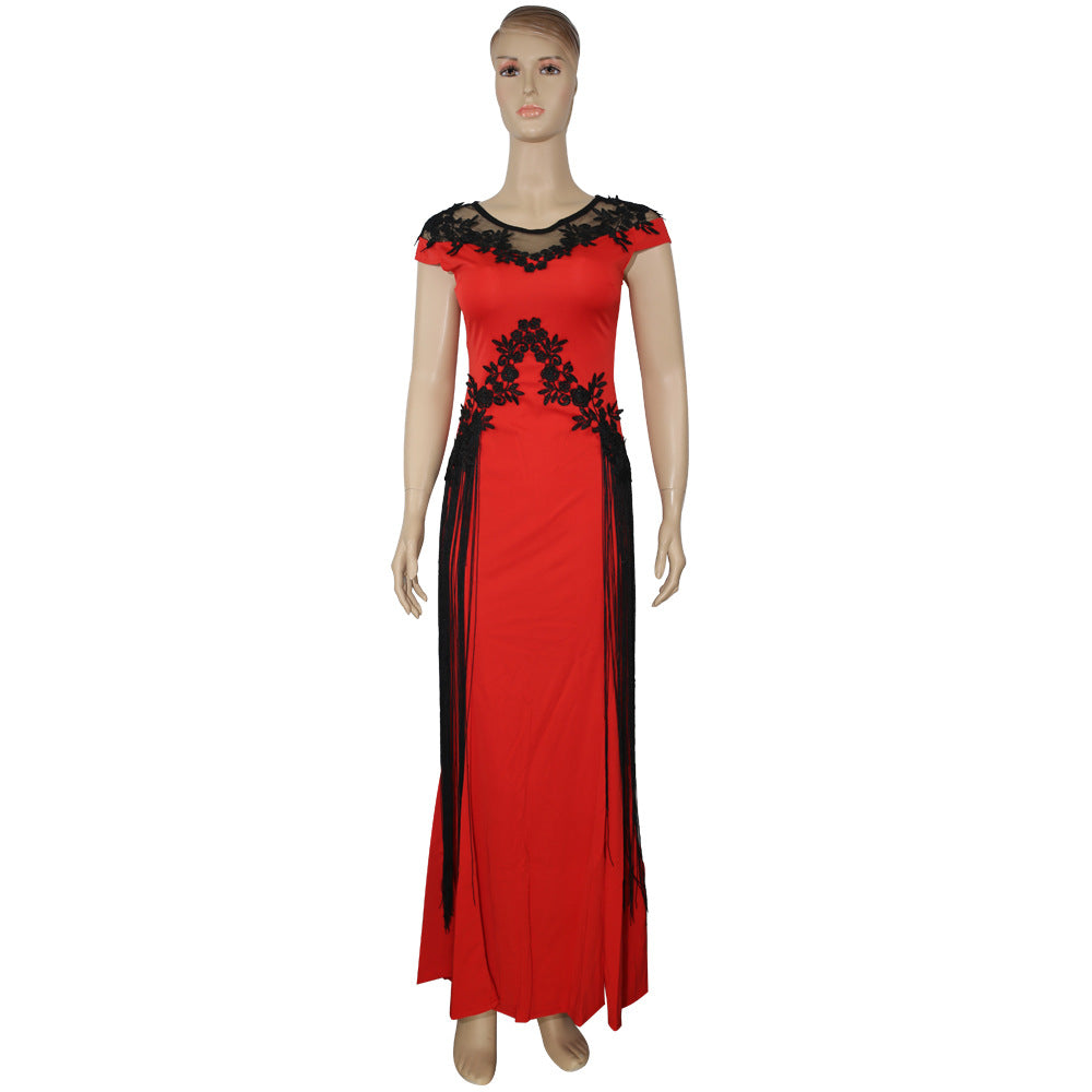 African  women's plus size lace embroidered evening gown dress cross-border e-commerce singles' day promotion