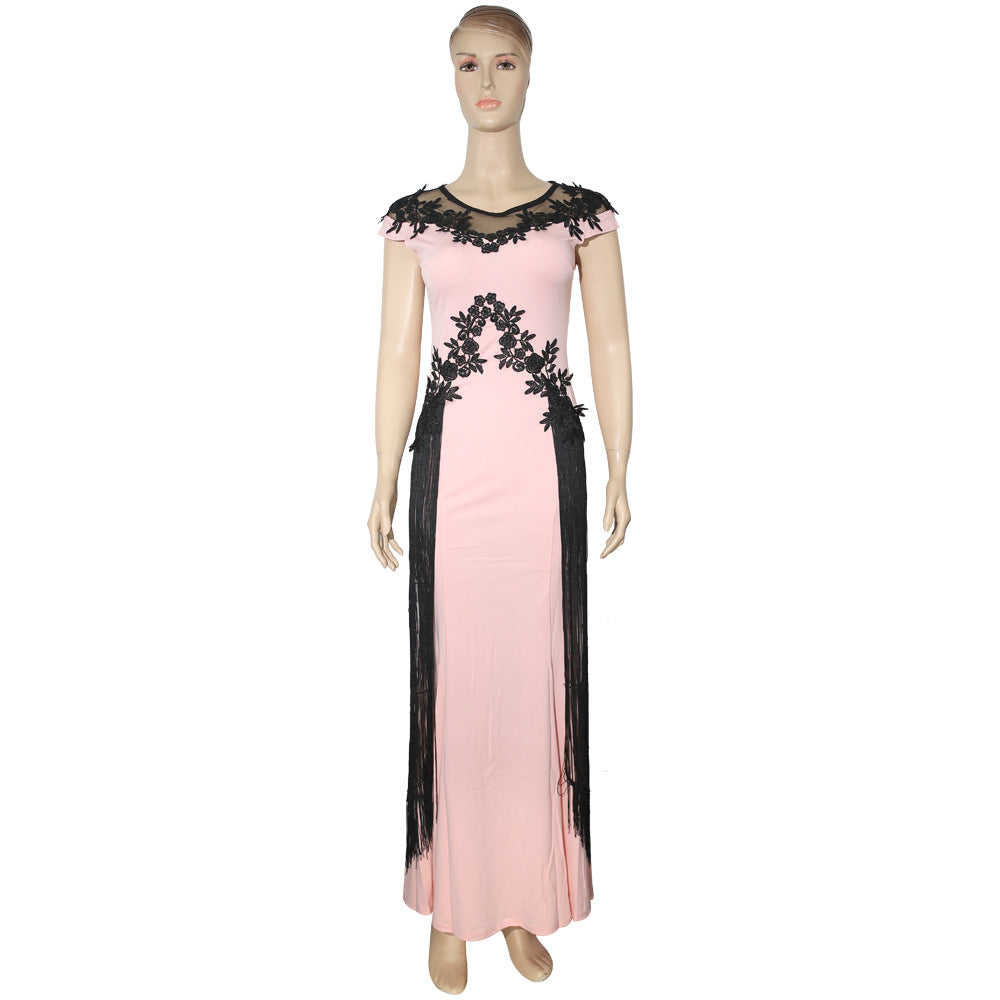 African  women's plus size lace embroidered evening gown dress cross-border e-commerce singles' day promotion