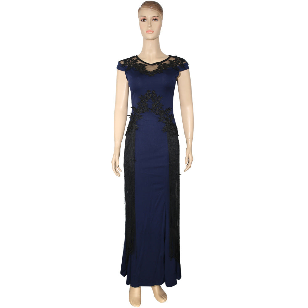 African  women's plus size lace embroidered evening gown dress cross-border e-commerce singles' day promotion