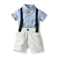 Children's clothing kids short-sleeved shirt boy's khaki overallstwo-piece set baby boy trendy suit infant and toddler