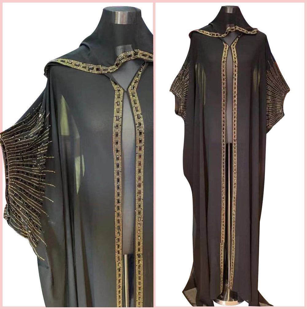 supply   african clothing women's dress hot diamond hooded chiffon fir