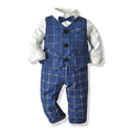 Export spring and summer children's clothing kids performance dress vest plaid suit long sleeves shirt suit boys first birthday dress