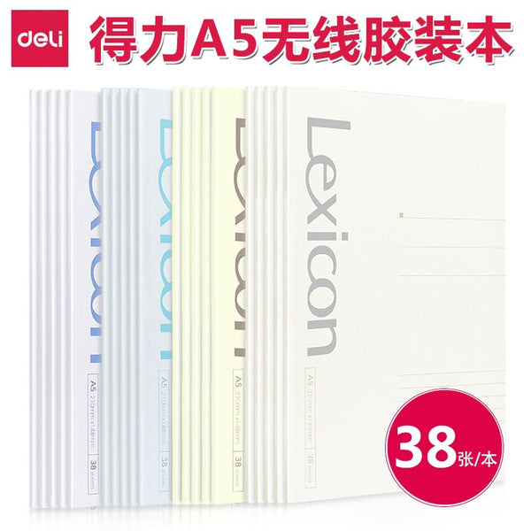 Deli 7983 Wireless adhesive soft-sided notepad A5 soft transcript 38 pages, diary office notebook practice