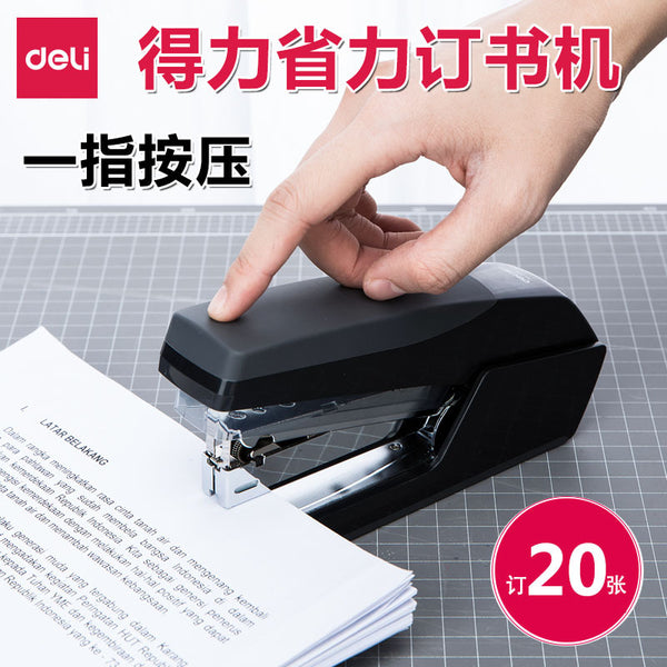 Deli 0368 labor-saving stapler office stapler single finger easy binding 20 sheets student stapler wholesale