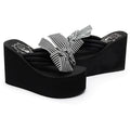 Shining joy 2025 new 11cm ultra high heel beach flip-flops - cute & stylish bowknot design, wearable thick-soled slippers