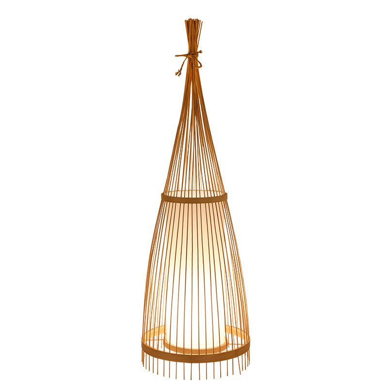 Bed and breakfast home bedroom bedside lamp, corridor LED lighting, direct sales South East Asia bamboo woven floor lamp