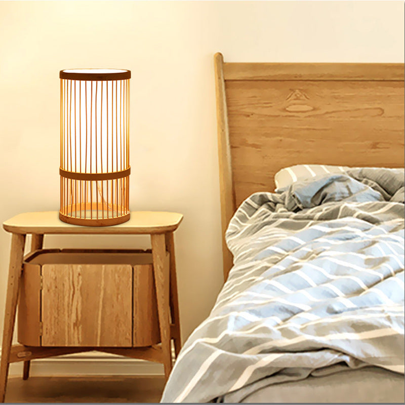 Bed and breakfast home bedroom bedside lamp, corridor LED lighting, direct sales South East Asia bamboo woven floor lamp