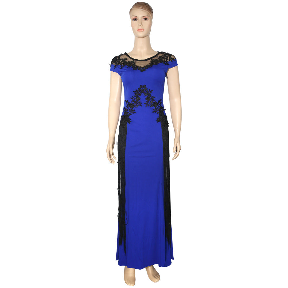 African  women's plus size lace embroidered evening gown dress cross-border e-commerce singles' day promotion