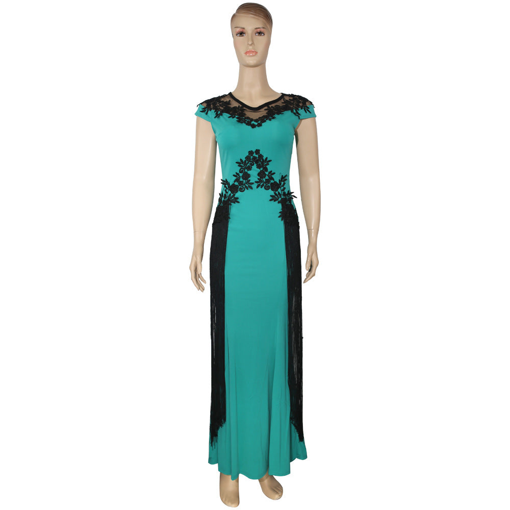 African  women's plus size lace embroidered evening gown dress cross-border e-commerce singles' day promotion