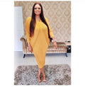 supply, fully pleated, long-sleeved, v-neck, midi-length, elegant and sophisticated solid color dress. hot-selling in europe and america, special offer for africa
