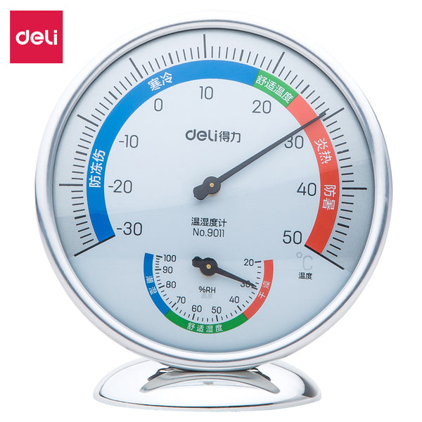 Deli Stationery 9011 Indoor and Outdoor Thermohygrometer, Desktop Hygrometer, Vertical and Suspended Dual-purpose Thermometer