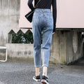 Nine-point jeans for women, hot-selling new arrival harem pants, k-stylehigh waistslimming lookloose dad pants jeans