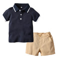 European and american style new children's summer outfit: boys' cotton polo shirt and shorts set - two-piece short sleeve set for toddlers and young children