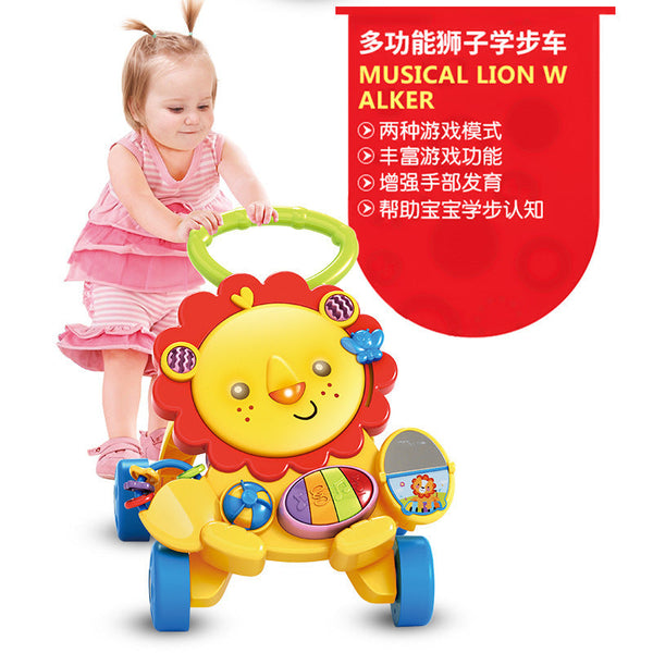 Baby walker Children's lion stroller Toys Baby multi-functional non-slip lion walker with lights and music