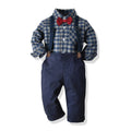 Export spring & fallnew arrival dark plaid shirt pants casualtwo-piece set wholesalechildren's suit