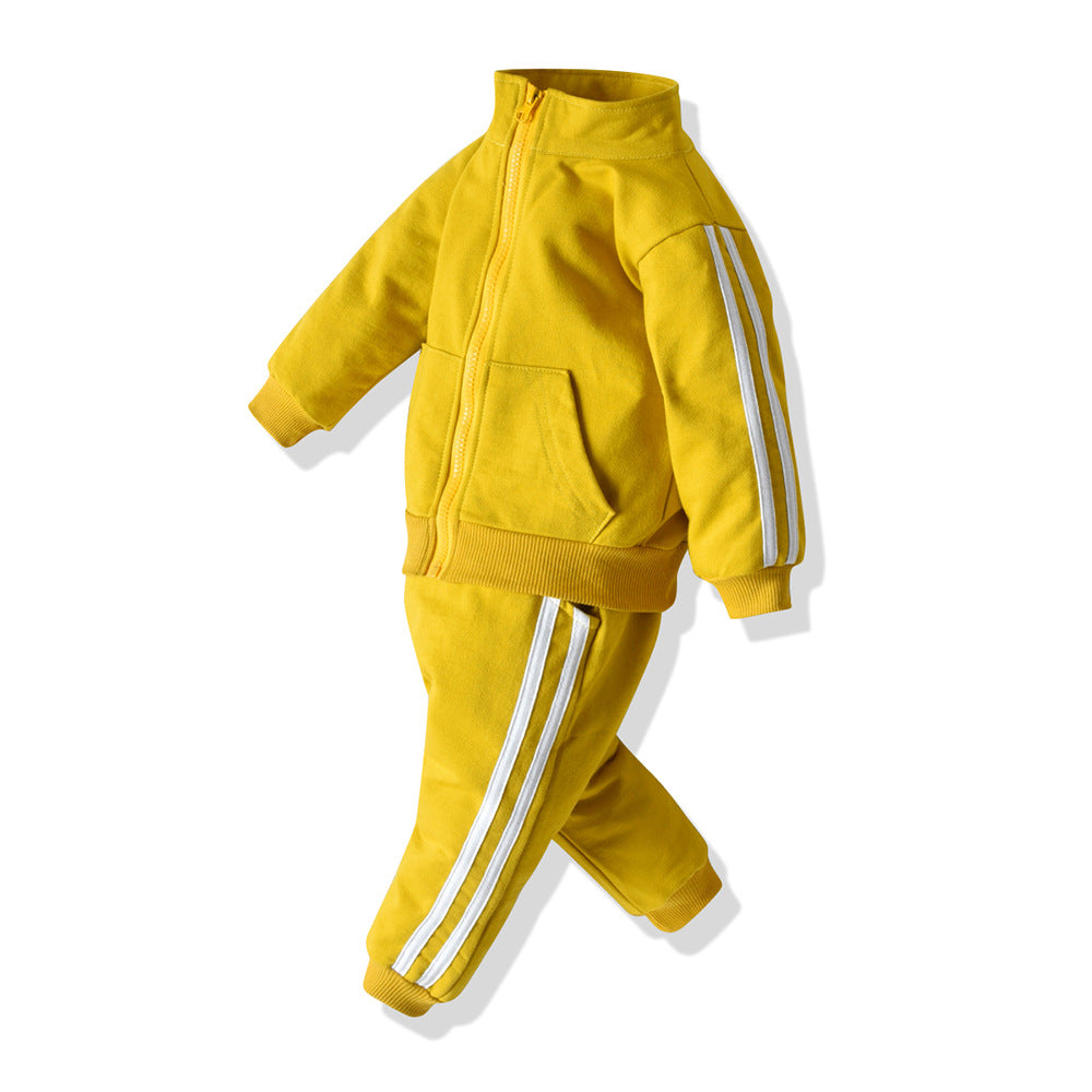 Exportautum new children's clothing, small and medium-sized children's sweatshirttwo-piece setkidscasual zipper suit sportswear