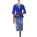 cross-border women's fashion:  hot-selling african style - collared ruffle top + leopard print slim-fit midi skirt
