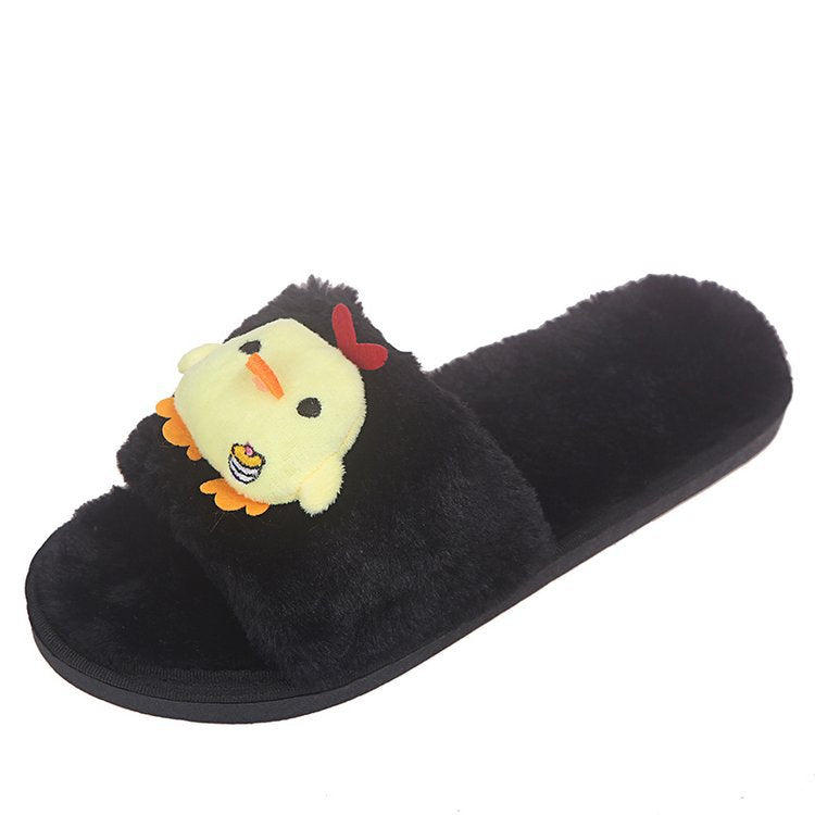 Cute cartoon girl's fuzzy slippers - new autumn 2024 collection, korean style fashion, student casual cotton slippers